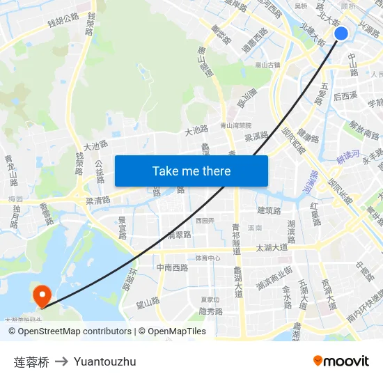 Lianrong Bridge to Yuantouzhu map