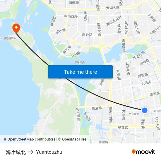 海岸城北 to Yuantouzhu map
