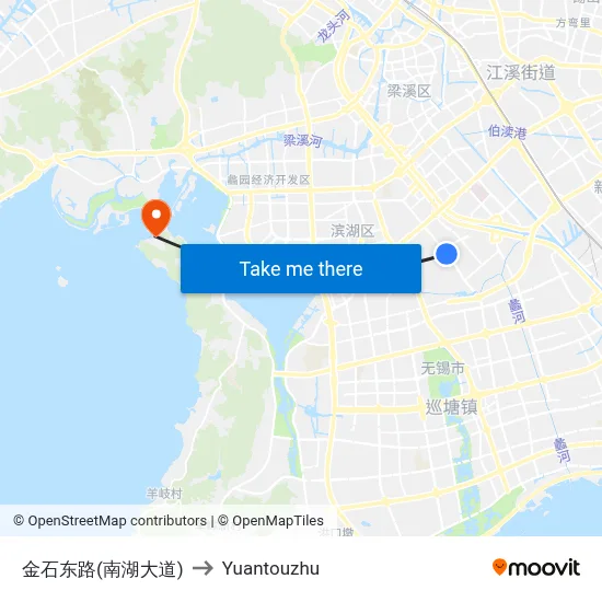 金石东路(南湖大道) to Yuantouzhu map