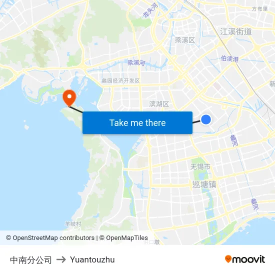 中南分公司 to Yuantouzhu map
