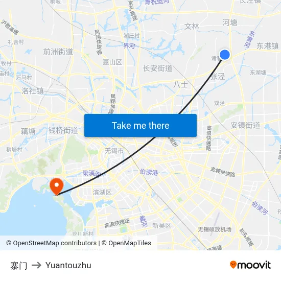 Zhai Gate to Yuantouzhu map