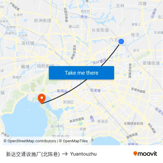 Xinda Traffic Facilities Factory (North Chenxiang) to Yuantouzhu map