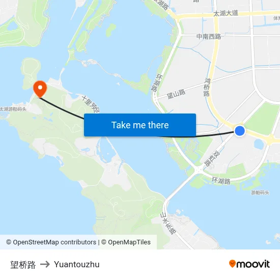 Wangqiao Road to Yuantouzhu map