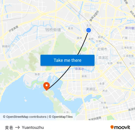 Huang Lane to Yuantouzhu map