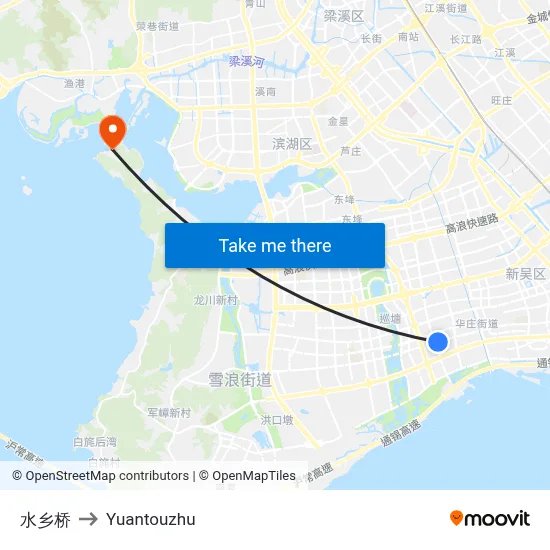 Shuixiang Bridge to Yuantouzhu map