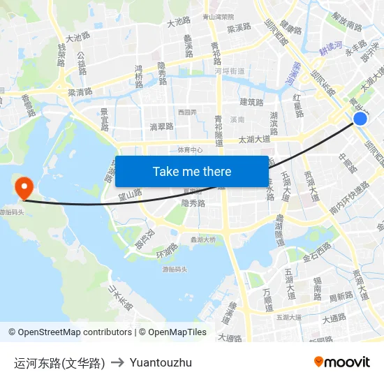 Canal East Road (Wenhua Road) to Yuantouzhu map