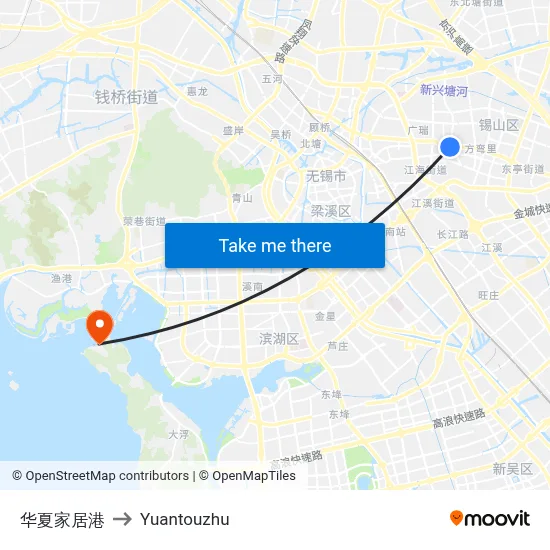 Huaxia Furniture Port to Yuantouzhu map