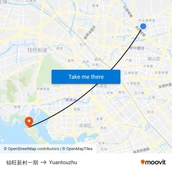 Jinwang New Village Phase 1 to Yuantouzhu map