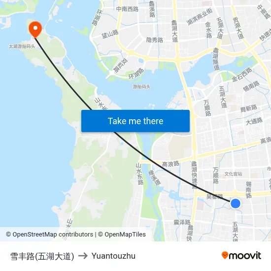 雪丰路(五湖大道) to Yuantouzhu map