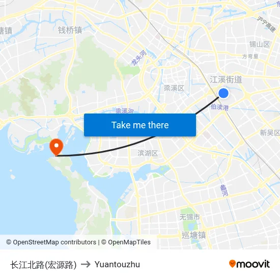 长江北路(宏源路) to Yuantouzhu map