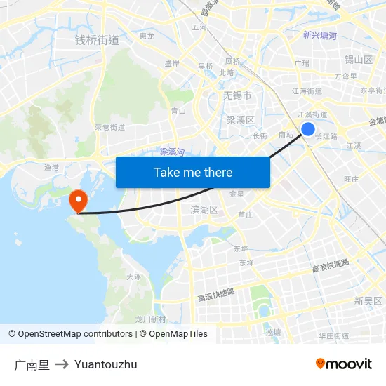 Guangnan Lane to Yuantouzhu map