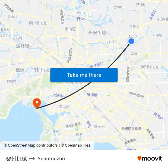 Xizhou Machinery to Yuantouzhu map