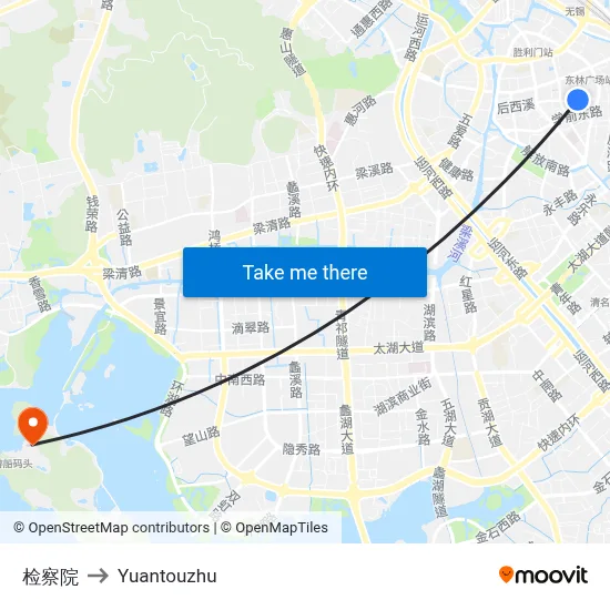 Procuratorate to Yuantouzhu map