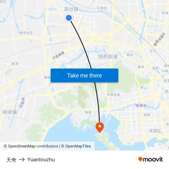 Tianqi to Yuantouzhu map