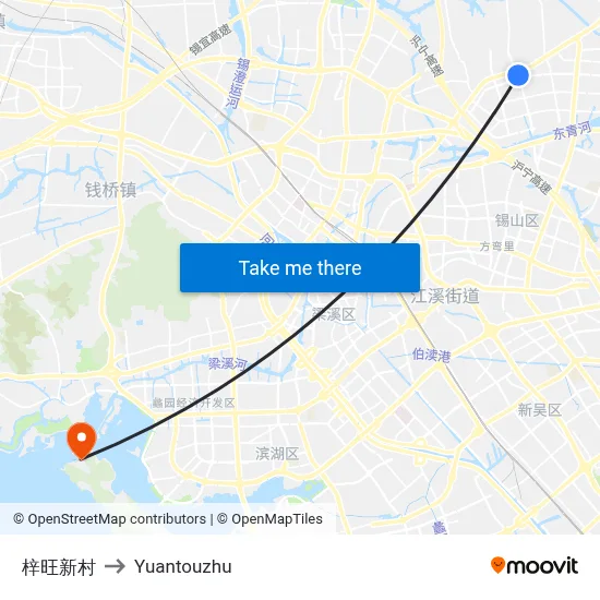 Ziwang New Village to Yuantouzhu map