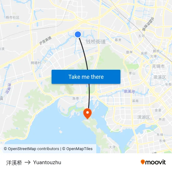 Yangxi Bridge to Yuantouzhu map