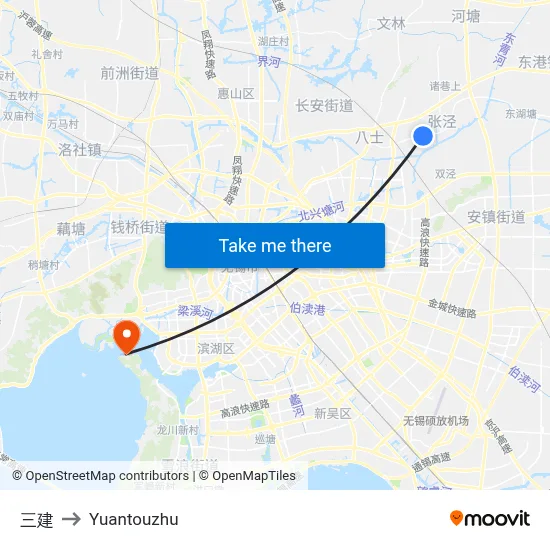 Sanken to Yuantouzhu map