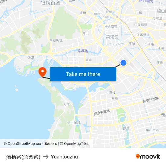Qingyang Road (Qinyuan Road) to Yuantouzhu map