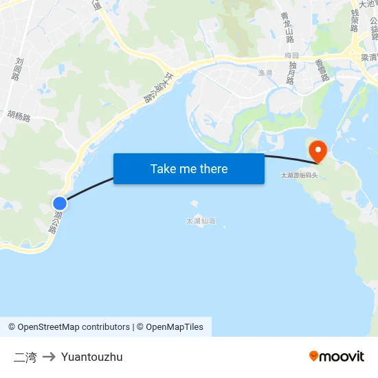 Second Bay to Yuantouzhu map