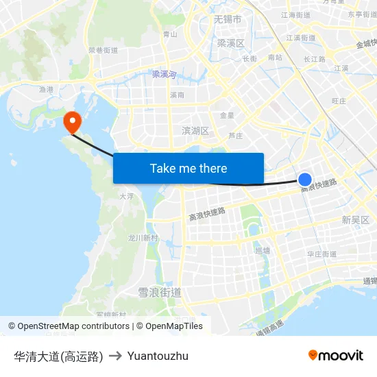 Huaqing Avenue (Gaoyun Road) to Yuantouzhu map
