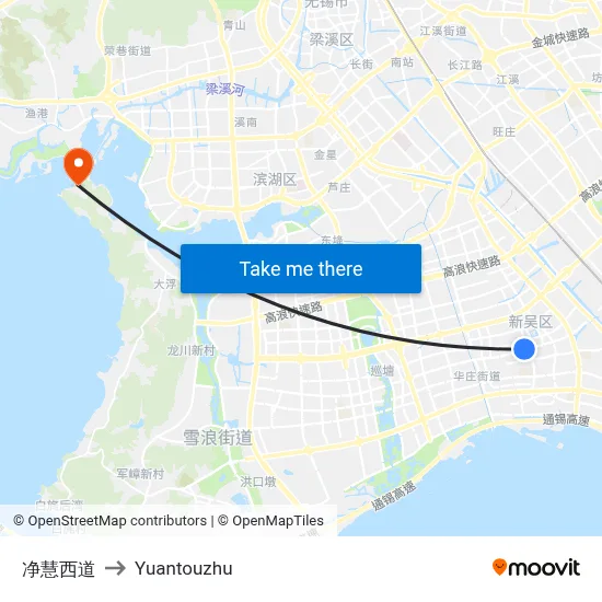 Jinghui West Road to Yuantouzhu map