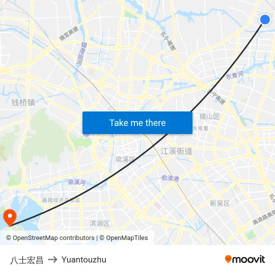 八士宏昌 to Yuantouzhu map