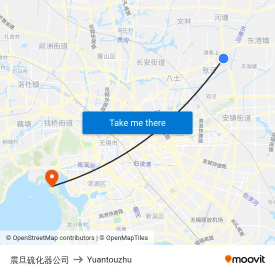 Zhendan Vulcanizer Company to Yuantouzhu map