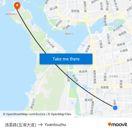 清晏路(五湖大道) to Yuantouzhu map