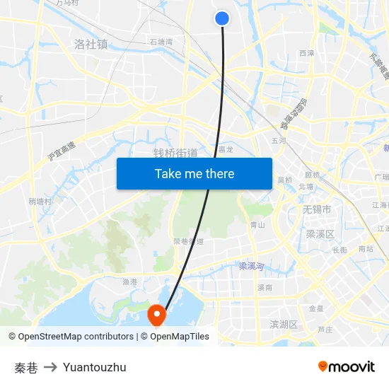 Qin Lane to Yuantouzhu map
