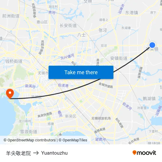 Yangjian Elderly Home to Yuantouzhu map