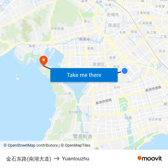 Jinshi East Road (Nanhu Avenue) to Yuantouzhu map