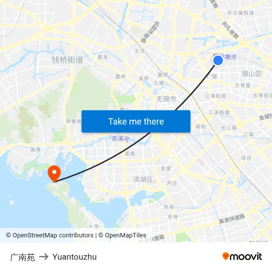 Guangnan Yuan to Yuantouzhu map