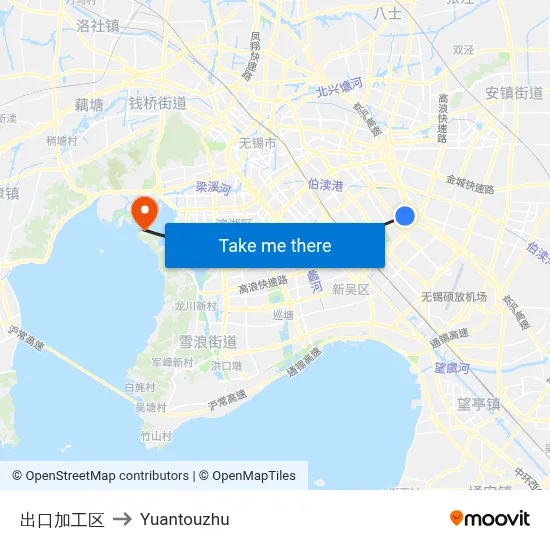 Export Processing Zone to Yuantouzhu map