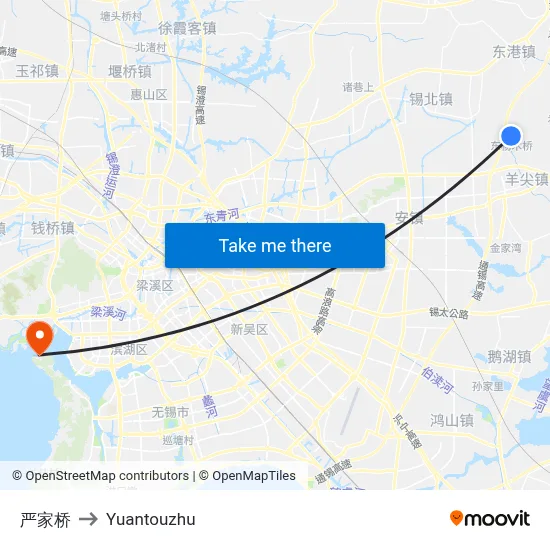 Yan Jiaqiao to Yuantouzhu map