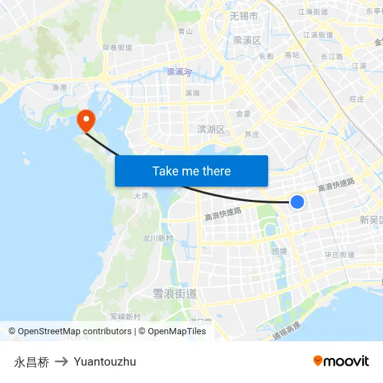 Yongchang Bridge to Yuantouzhu map