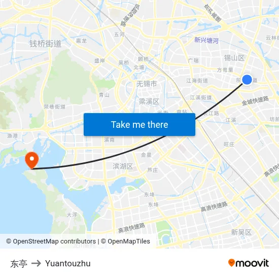 Dongting to Yuantouzhu map