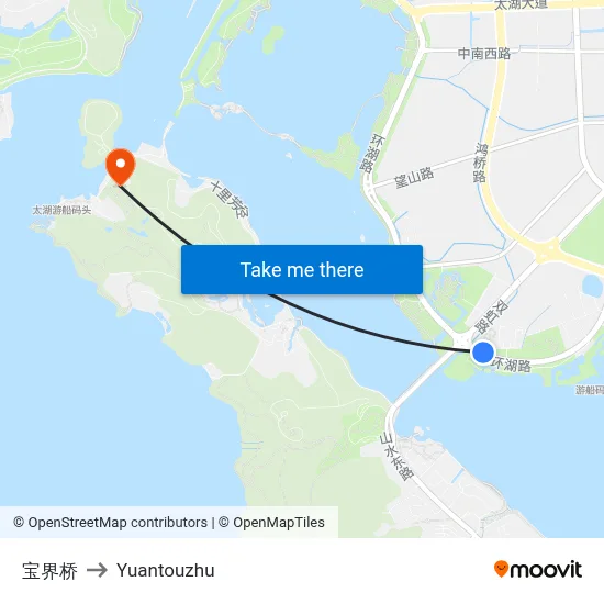 Baojie Bridge to Yuantouzhu map