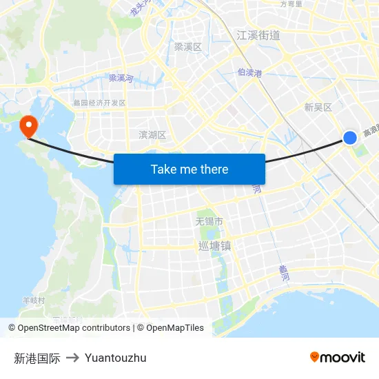 新港国际 to Yuantouzhu map