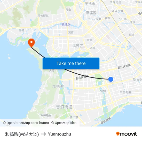 Hechang Road (Nanhu Avenue) to Yuantouzhu map
