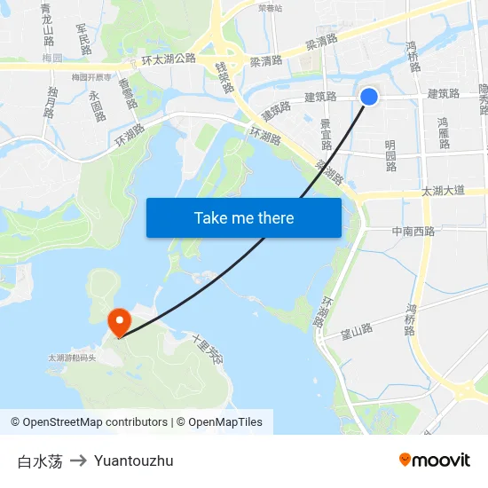 Baishui Dang to Yuantouzhu map