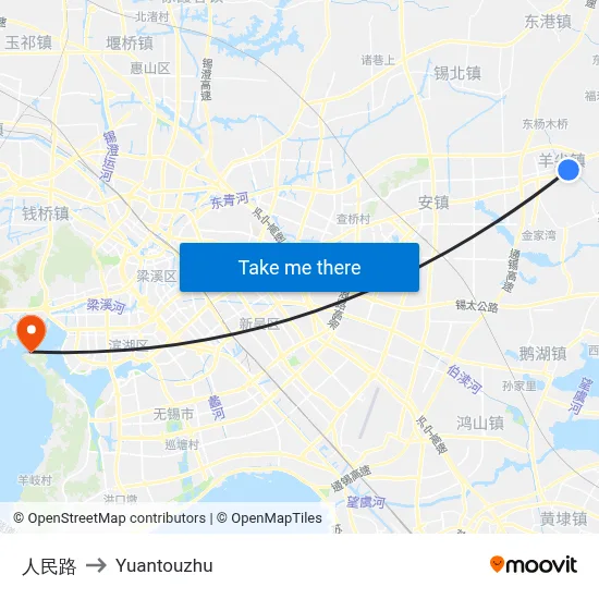 人民路 to Yuantouzhu map