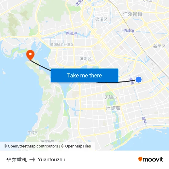 华东重机 to Yuantouzhu map