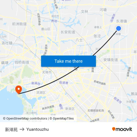 New Lake Yuan to Yuantouzhu map