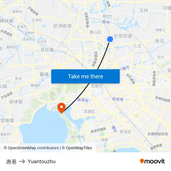 Hui Lane to Yuantouzhu map