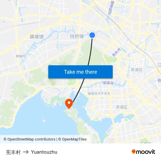 宪丰村 to Yuantouzhu map