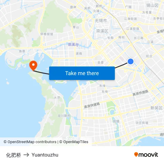 Huafei Bridge to Yuantouzhu map