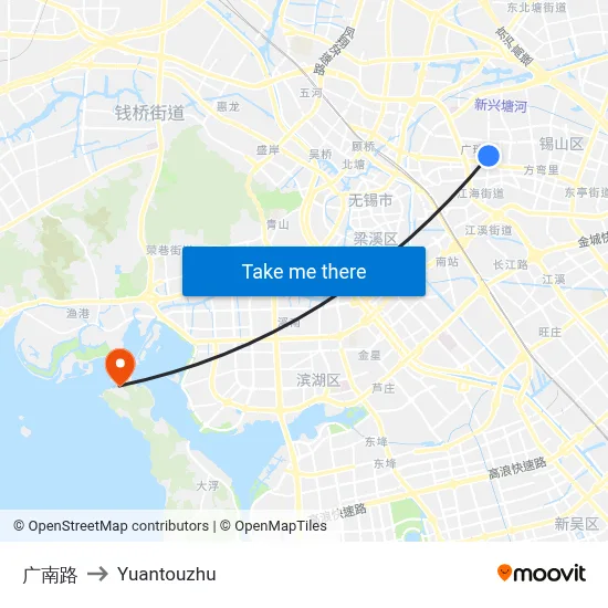 Guangnan Road to Yuantouzhu map