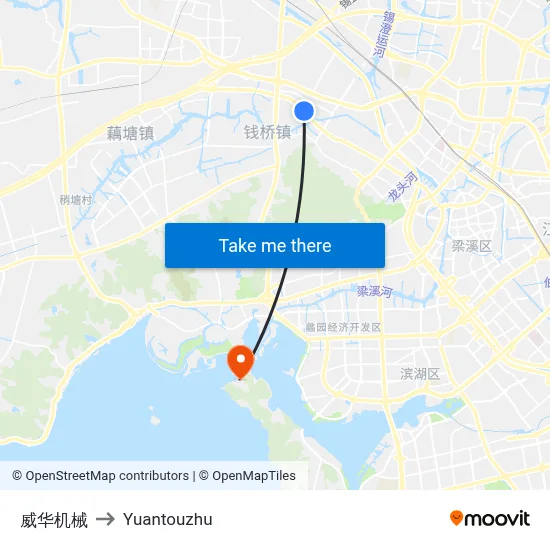 威华机械 to Yuantouzhu map