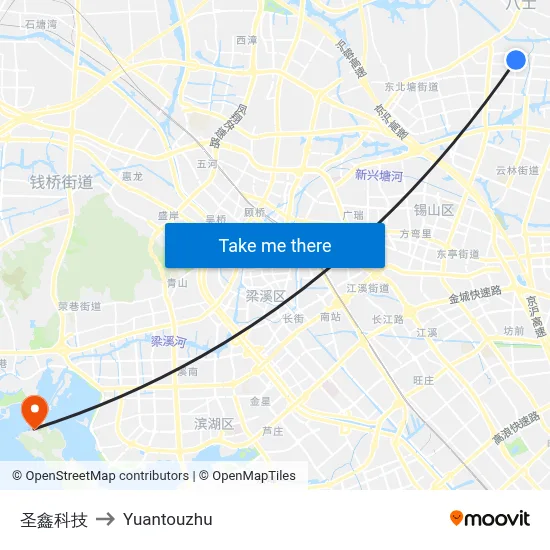 Shengxin Technology to Yuantouzhu map
