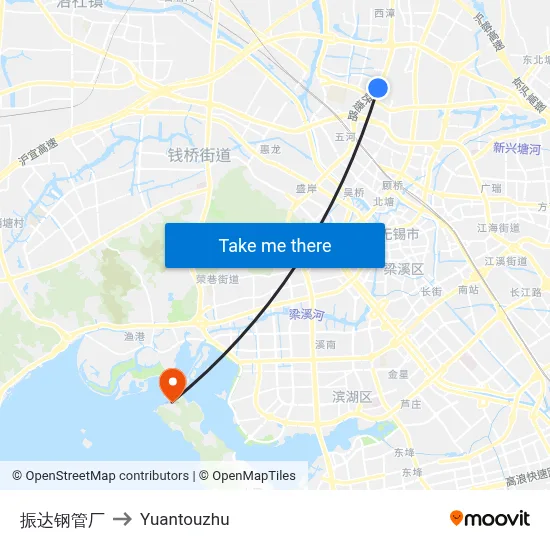 Zhenda Steel Pipe Factory to Yuantouzhu map